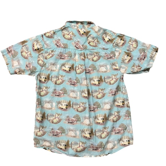Kavu The Jam Shirt Car Camp Short Sleeve Button Up 100% Cotton Blue Men’s Large - Picture 5 of 8